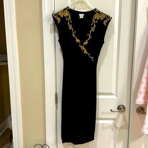 Cache Black dress with gold beading